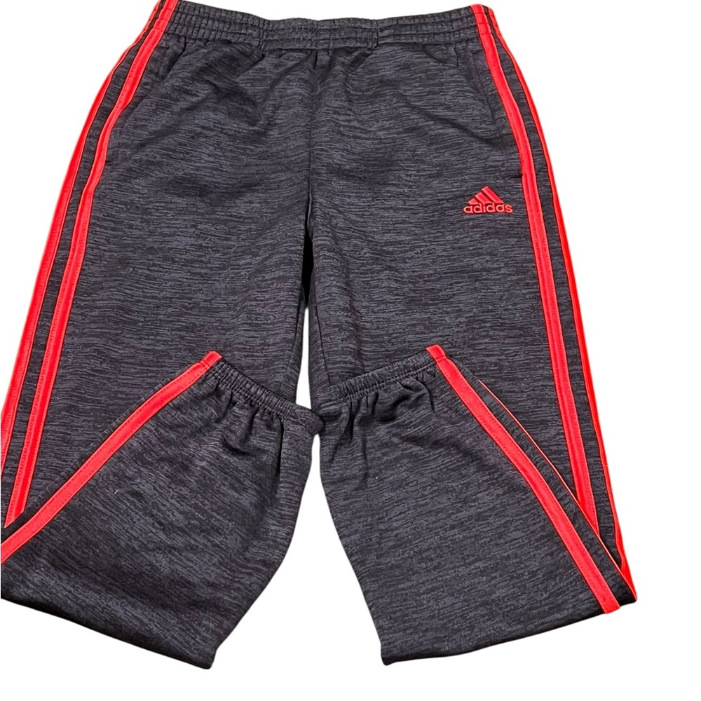 Adidas, Boys Charcoal Jogger Sweatpants with Red Stripes, Size 7